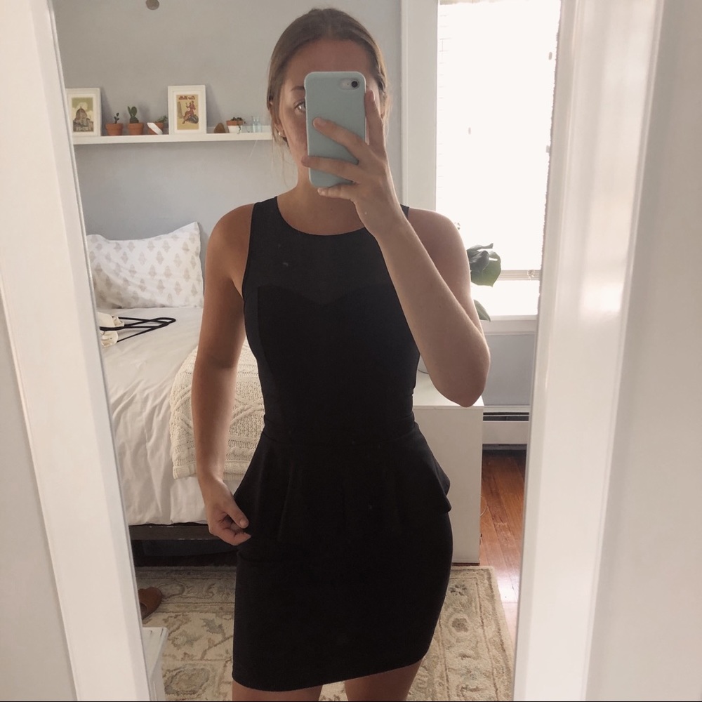 Illusion Neckline Peplum Dress